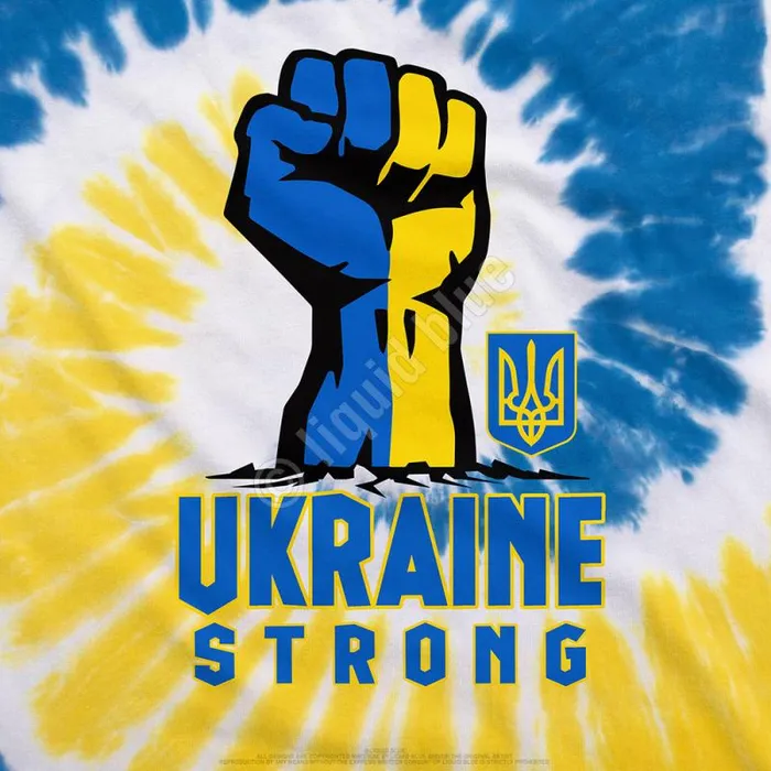 Liquid Blue TShirt Men Ukraine Strong TieDye TShirt