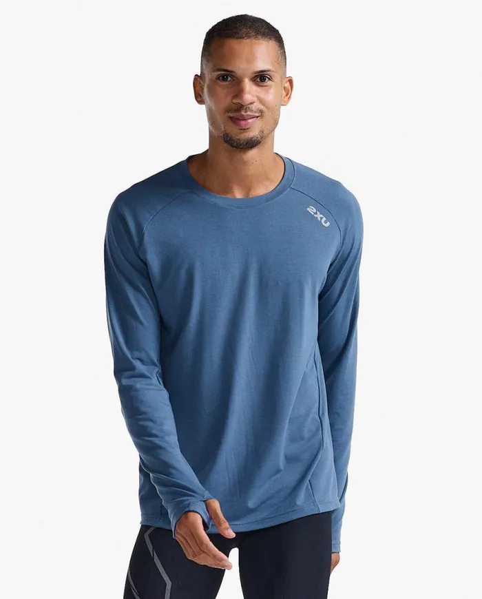 Long Sleeve and Jumpers Mens 2XU Ignition Base Layer Long Sleeve Stormysilver Reflective
