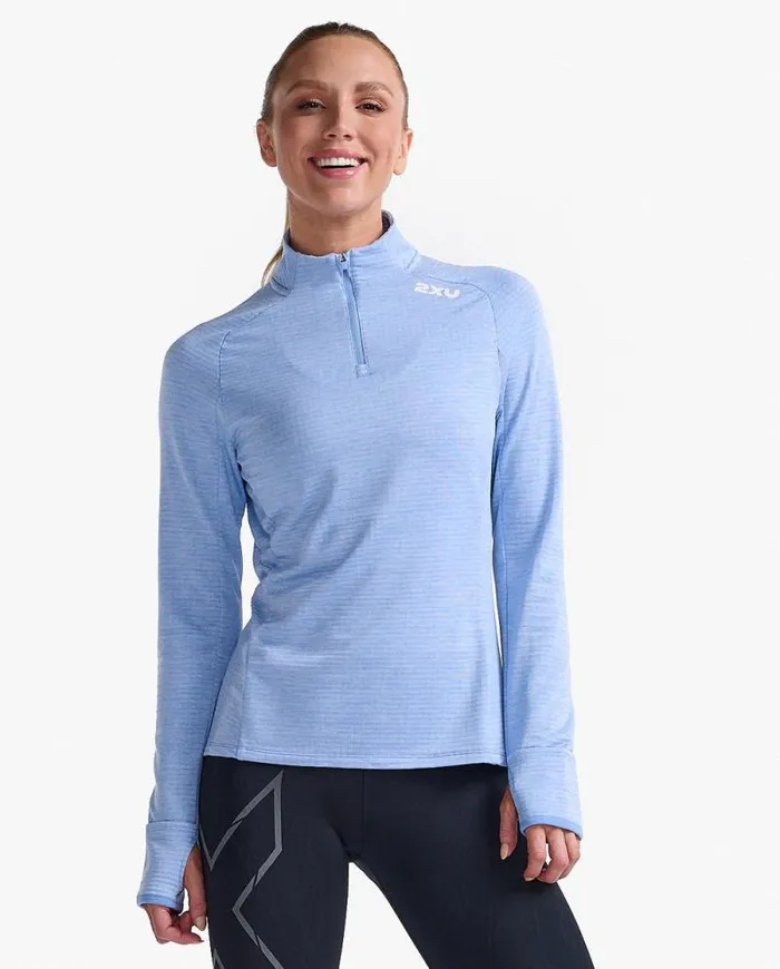Long Sleeve and Jumpers Womens 2XU Ignition 14 Zip Hydrangeawhite Reflective