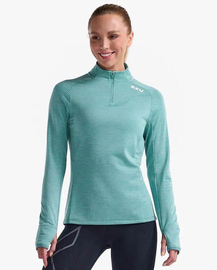 Long Sleeve and Jumpers Womens 2XU Ignition 14 Zip Raftwhite Reflective