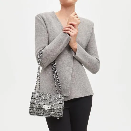 Lottie Bag Silver Metallic Tweed Women Aspinal Of London Shoulder