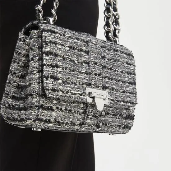 Lottie Bag Silver Metallic Tweed Women Aspinal Of London Shoulder