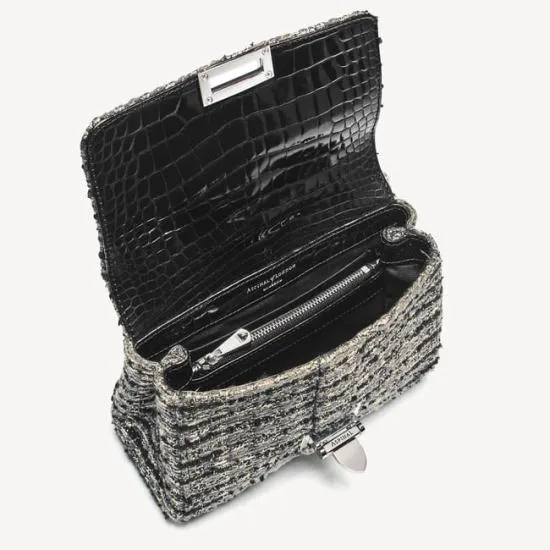 Lottie Bag Silver Metallic Tweed Women Aspinal Of London Shoulder