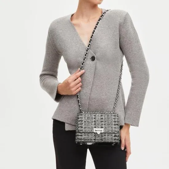 Lottie Bag Silver Metallic Tweed Women Aspinal Of London Shoulder