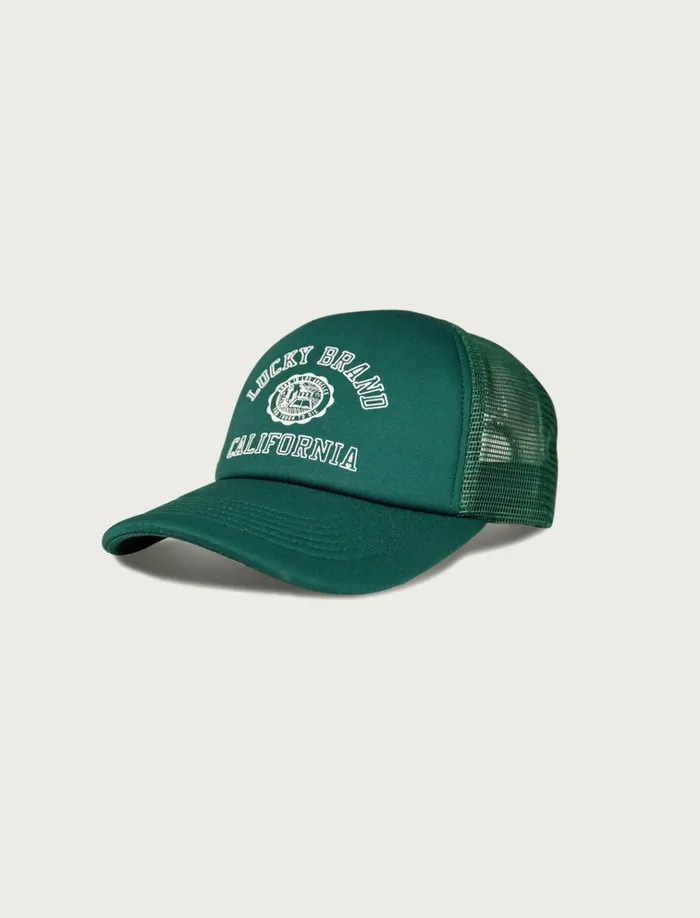 Lucky Collegiate Trucker Hat Dark Green Women Lucky Brand Hats
