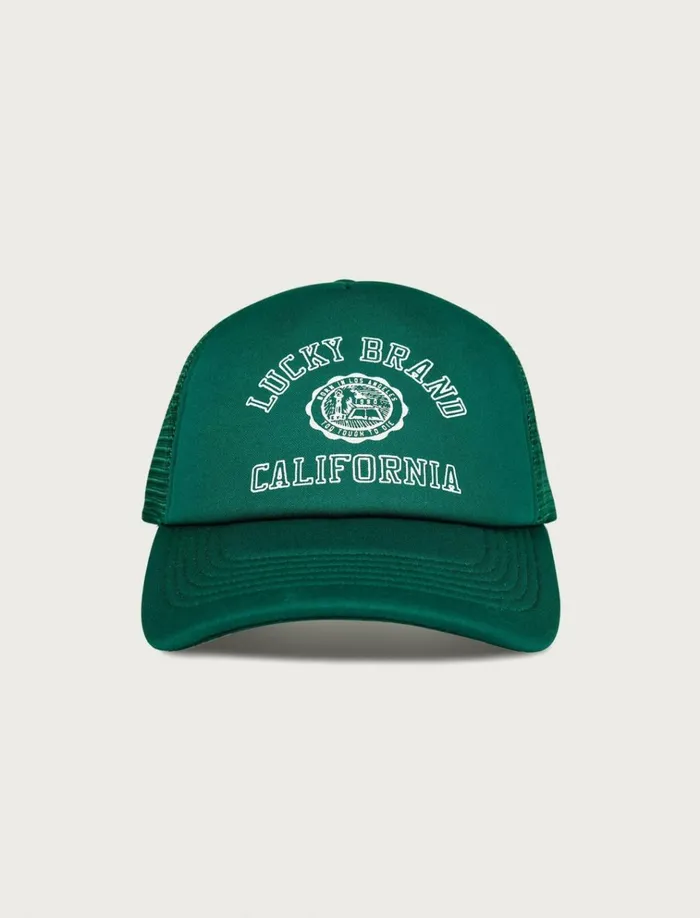 Lucky Collegiate Trucker Hat Dark Green Women Lucky Brand Hats