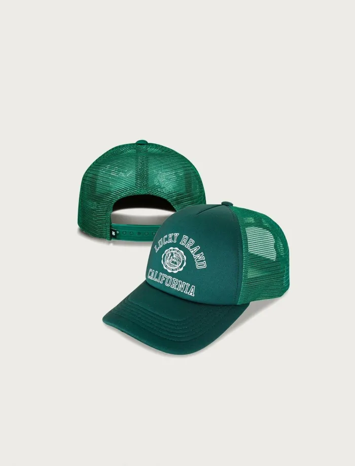 Lucky Collegiate Trucker Hat Dark Green Women Lucky Brand Hats