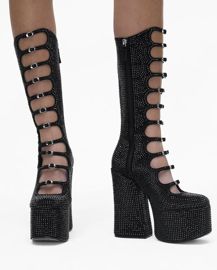 Marc Jacobs Boots Women The Rhinestone Kiki KneeHigh Boot Blackblack