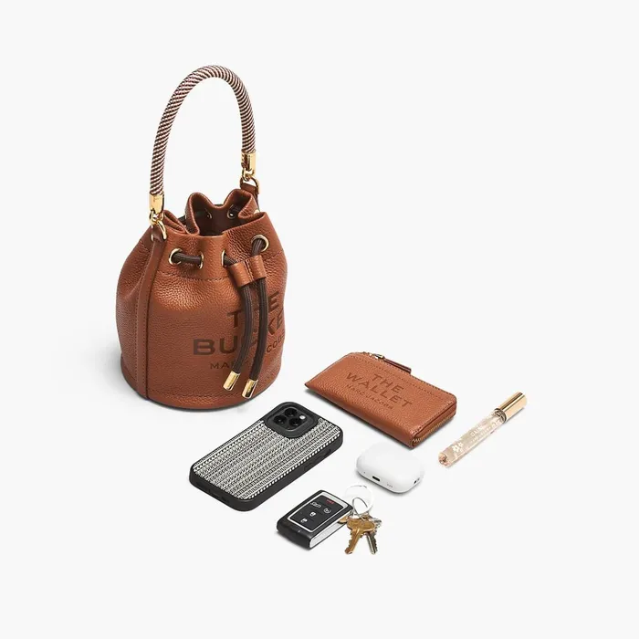 Marc Jacobs Bucket Bags Women The Leather Mini Bucket Bag Ribbon Pink