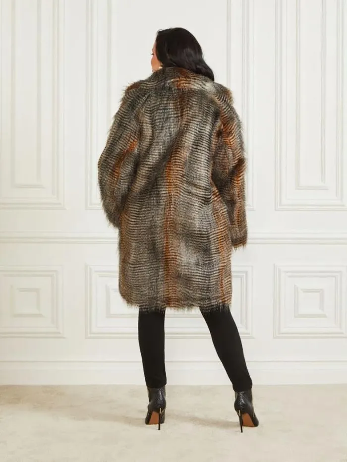 Marciano Alexandra FauxFur Coat Microstriped Fur Women Jackets
