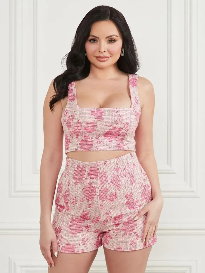 Marciano Avah Woven Crop Top Pink Spring Wave Women Tops And Sweaters