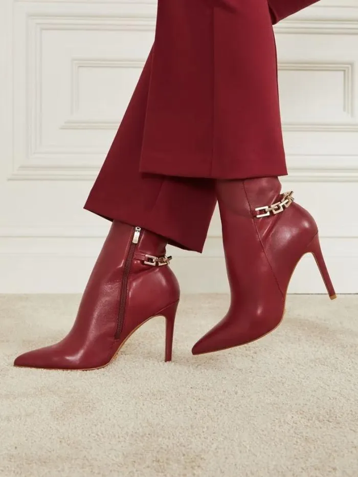 Marciano Bale Leather Bootie Medium Red Women Shoes Marciano Bale Leather Bootie Medium Red Women Shoes