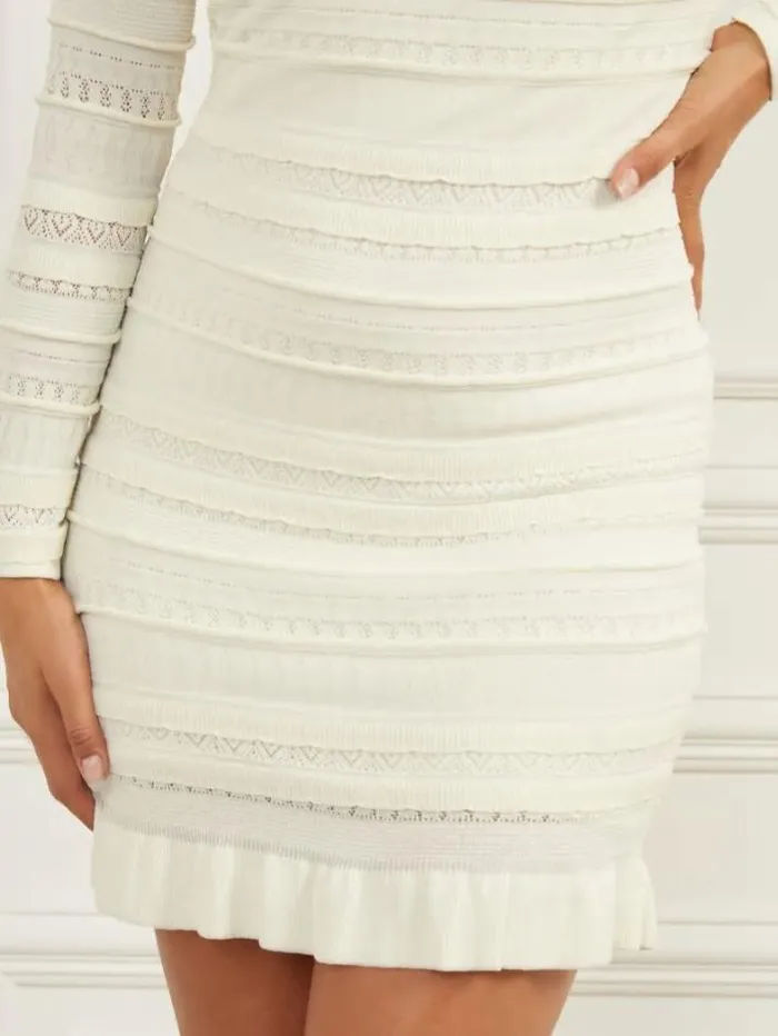Marciano Beth Sweater Dress Pale Pearl Women Dresses Marciano Beth Sweater Dress Pale Pearl Women Dresses