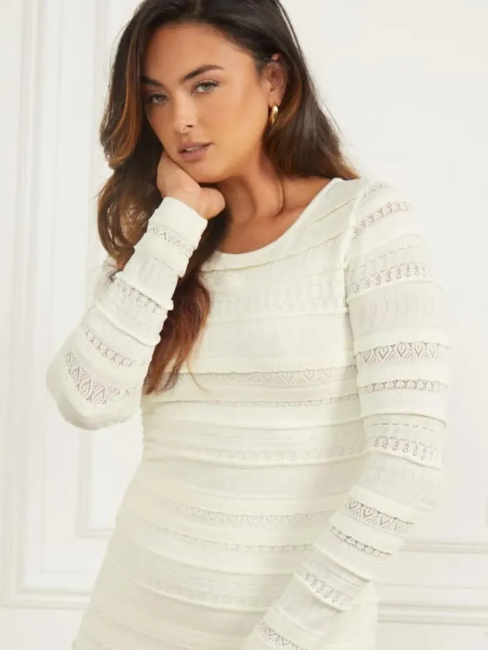 Marciano Beth Sweater Dress Pale Pearl Women Dresses Marciano Beth Sweater Dress Pale Pearl Women Dresses