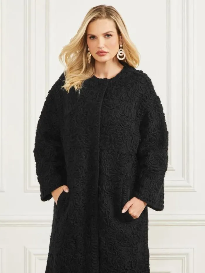 Marciano Braid WoolBlend Coat Black Women Jackets