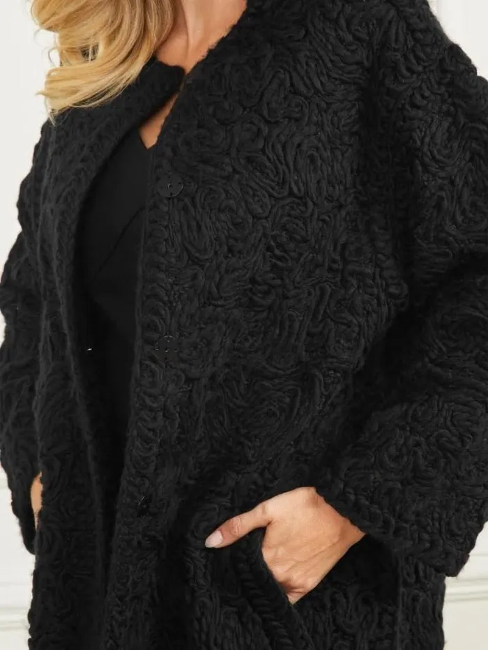 Marciano Braid WoolBlend Coat Black Women Jackets