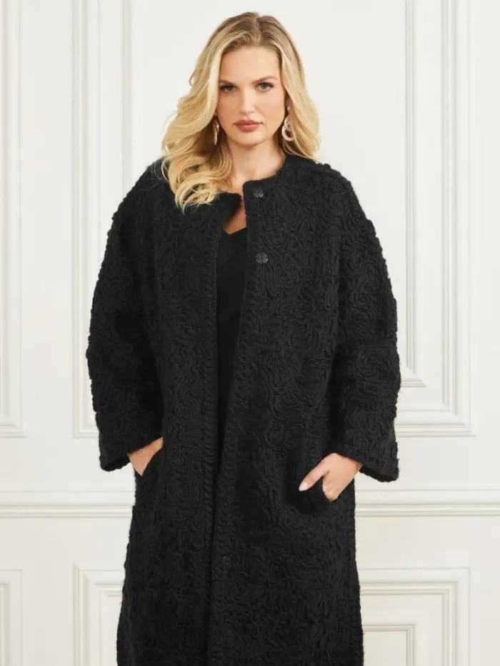 Marciano Braid WoolBlend Coat Black Women Jackets