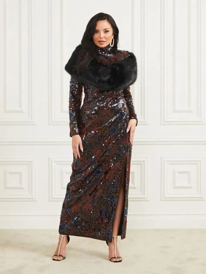 Marciano Gwenda FauxFur Shawl Scarf Black Women Jackets
