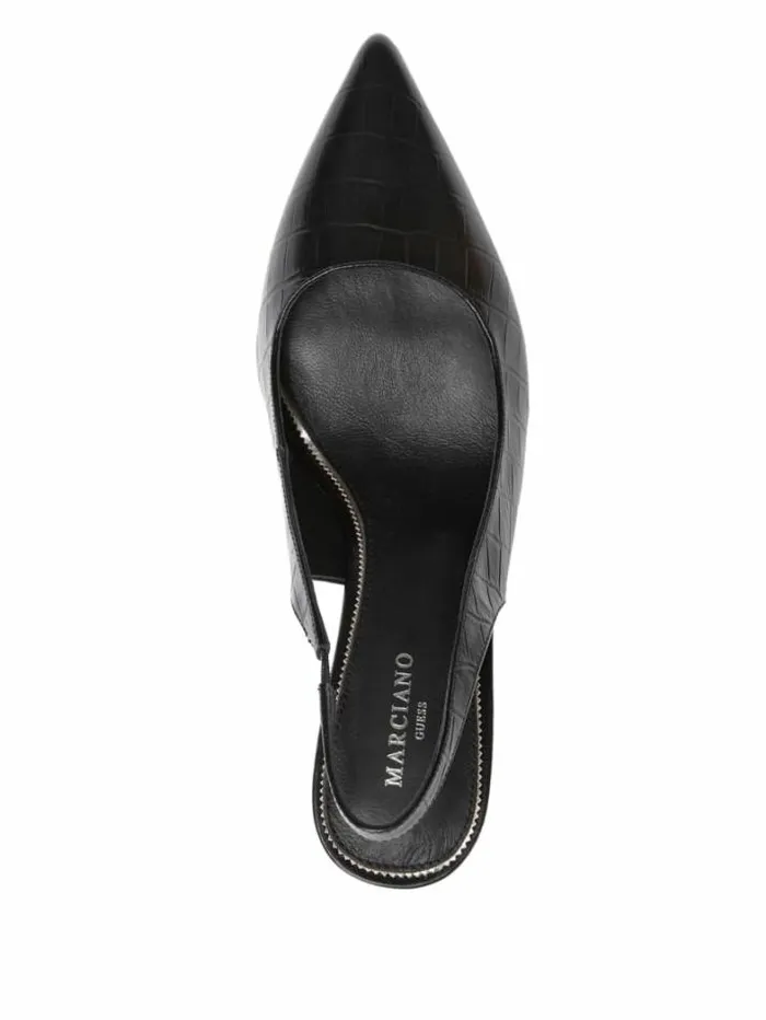 Marciano Juna Crocodile Sling Back Heel Black Women Shoes Marciano Juna Crocodile Sling Back Heel Black Women Shoes