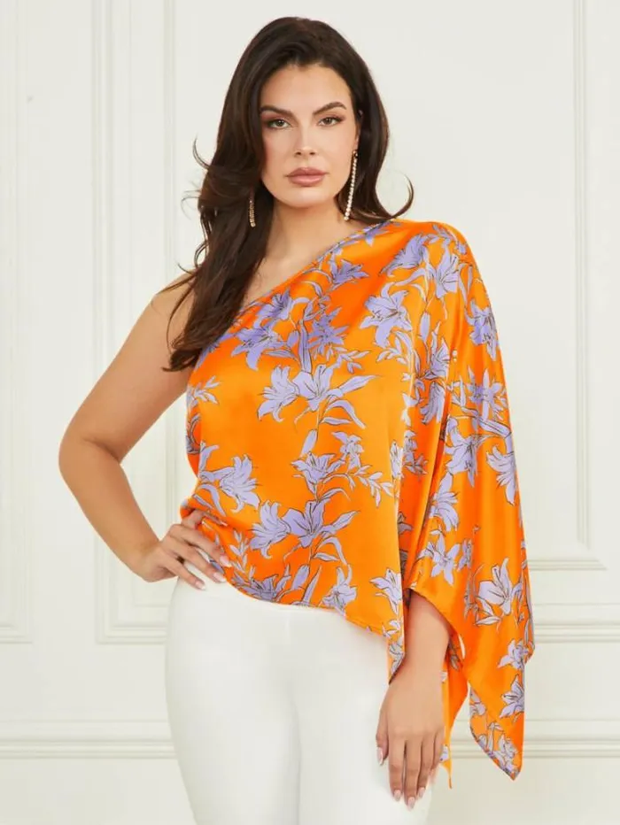 Marciano Marley OneShoulder Top Sunburst Orange Women Tops And Sweaters