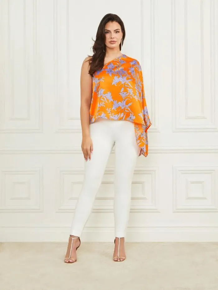 Marciano Marley OneShoulder Top Sunburst Orange Women Tops And Sweaters Marciano Marley OneShoulder Top Sunburst Orange Women Tops And Sweaters