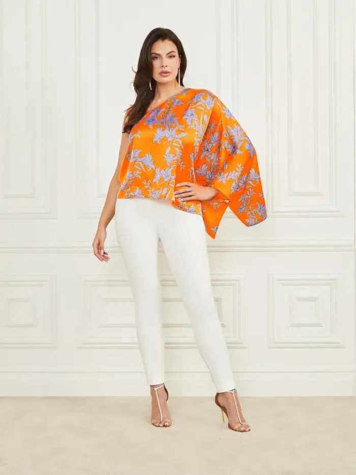 Marciano Marley OneShoulder Top Sunburst Orange Women Tops And Sweaters Marciano Marley OneShoulder Top Sunburst Orange Women Tops And Sweaters