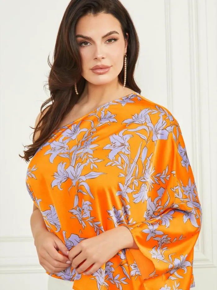 Marciano Marley OneShoulder Top Sunburst Orange Women Tops And Sweaters Marciano Marley OneShoulder Top Sunburst Orange Women Tops And Sweaters