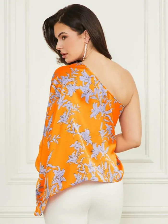 Marciano Marley OneShoulder Top Sunburst Orange Women Tops And Sweaters Marciano Marley OneShoulder Top Sunburst Orange Women Tops And Sweaters
