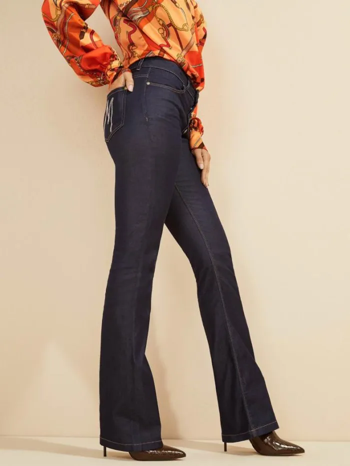 Marciano Mini Flare Denim Pant Blue Rinse Wash Women Bottoms Marciano Mini Flare Denim Pant Blue Rinse Wash Women Bottoms