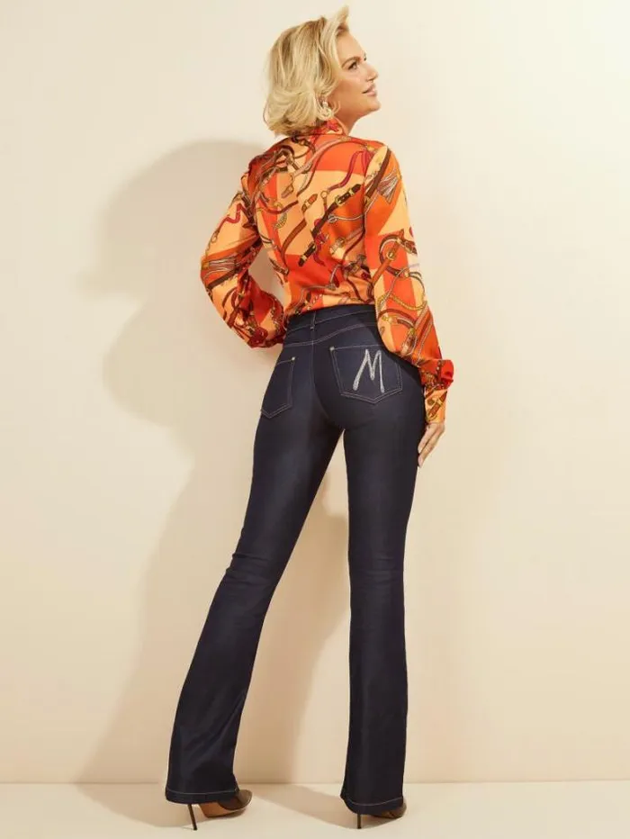 Marciano Mini Flare Denim Pant Blue Rinse Wash Women Bottoms Marciano Mini Flare Denim Pant Blue Rinse Wash Women Bottoms