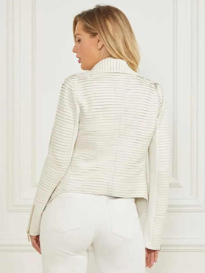 Marciano Shayna Drape Leather Jacket Pale Pearl Women Jackets Marciano Shayna Drape Leather Jacket Pale Pearl Women Jackets