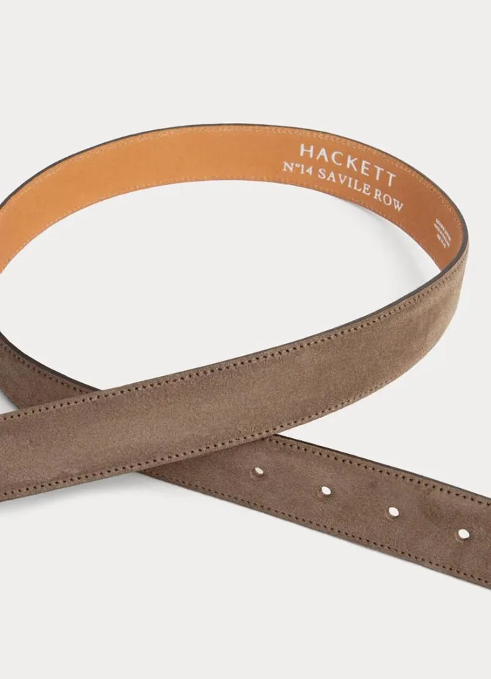 Men Belts Hackett London Suede Belt Tobacco Brown