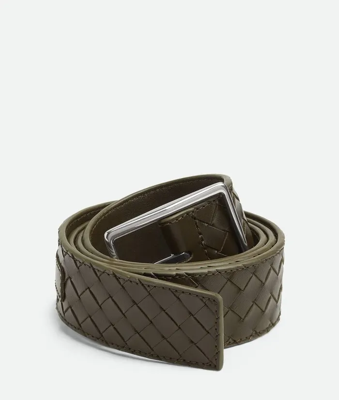 Men Bottega Veneta Belts Intrecciato Piccolo Belt Kaki