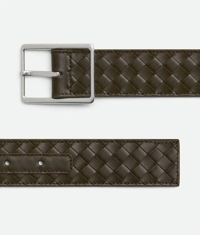 Men Bottega Veneta Belts Intrecciato Piccolo Belt Kaki
