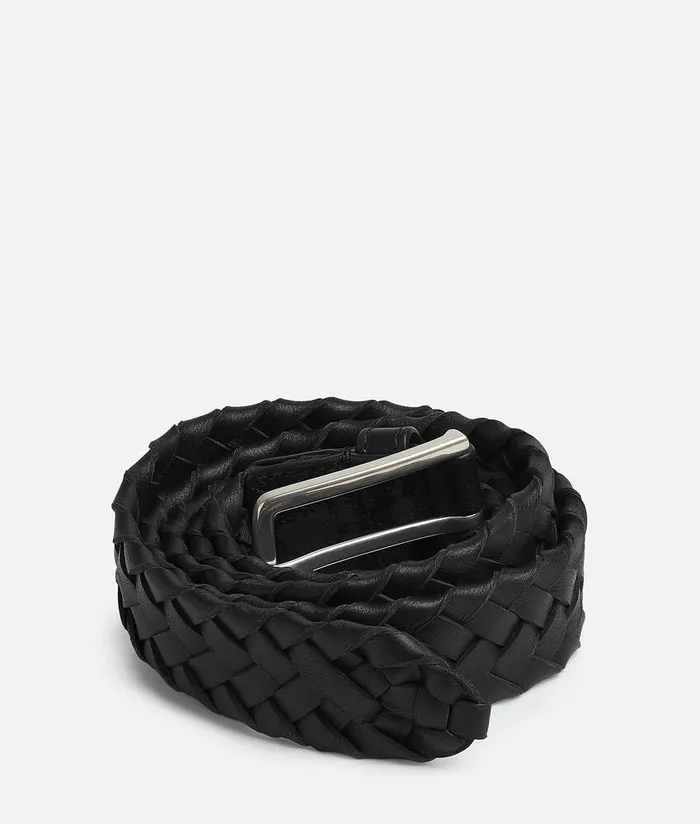 Men Bottega Veneta Belts Intreccio Cabat Belt Black