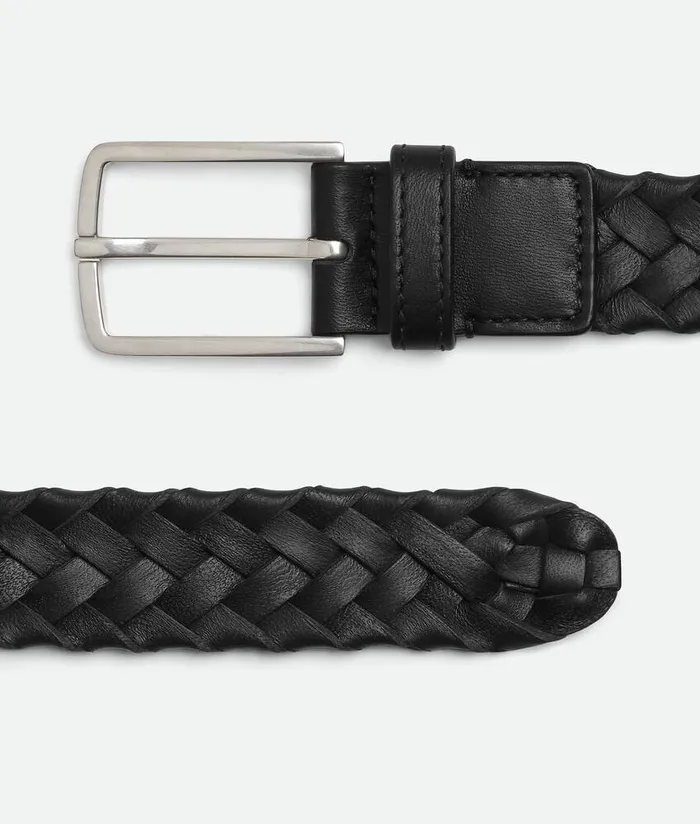 Men Bottega Veneta Belts Intreccio Cabat Belt Black