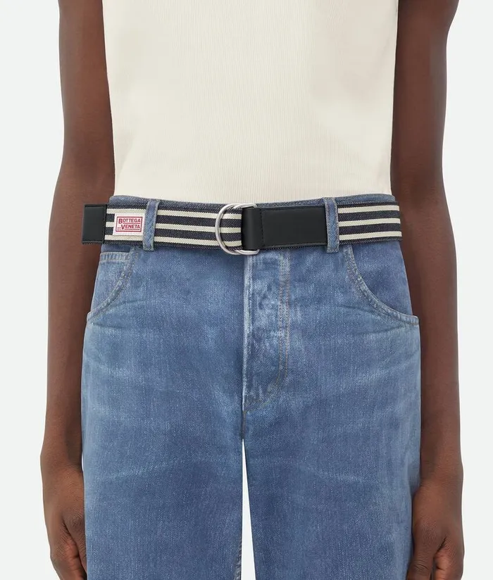 Men Bottega Veneta Belts Webbing Nastro Belt Navywhitespace