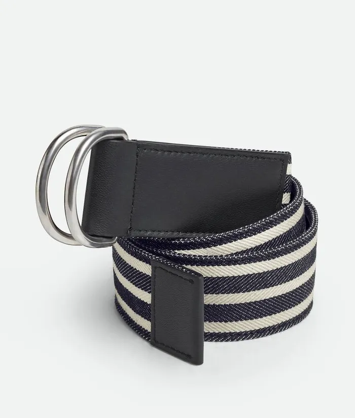 Men Bottega Veneta Belts Webbing Nastro Belt Navywhitespace