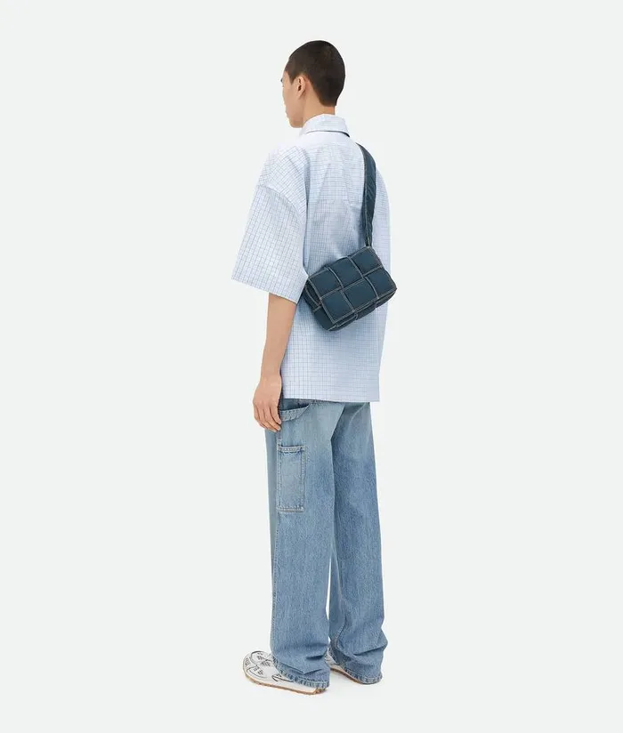 Men Bottega Veneta Crossbody Small Padded Tech Cassette Deep Bluewhite