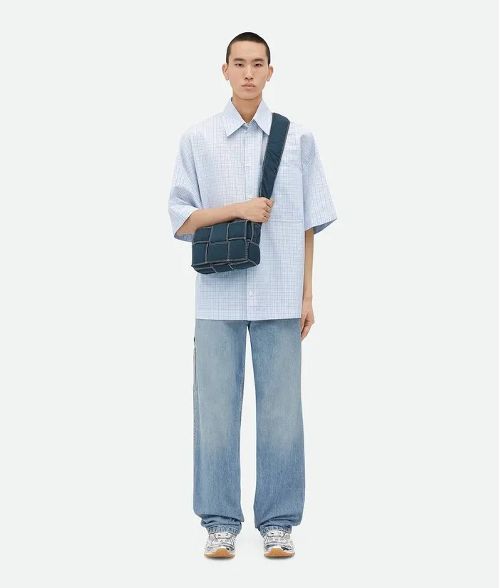 Men Bottega Veneta Crossbody Small Padded Tech Cassette Deep Bluewhite