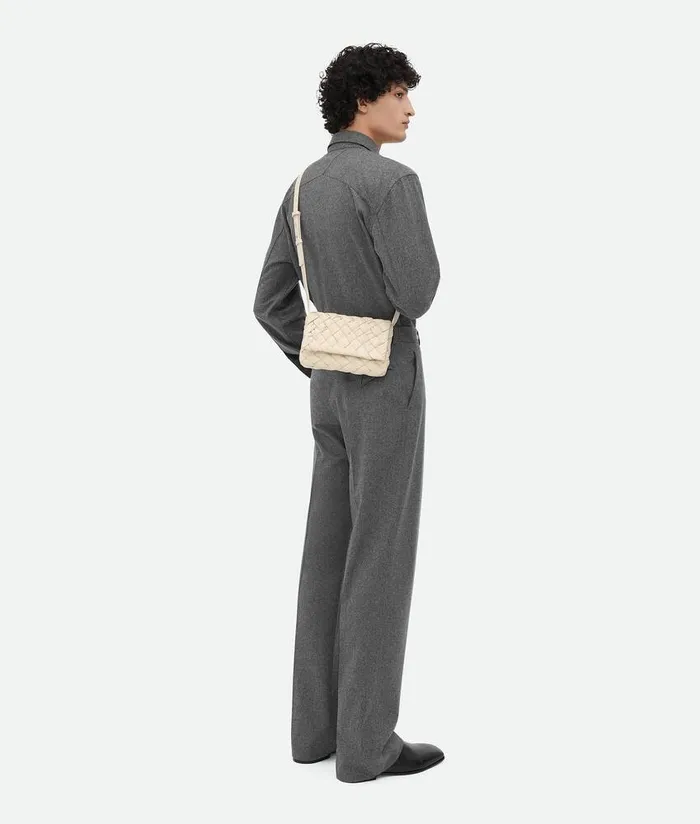 Men Bottega Veneta Crossbody Small Rumple Messenger Sea Salt