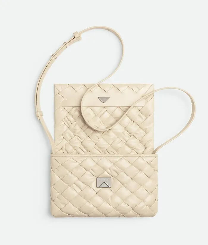 Men Bottega Veneta Crossbody Small Rumple Messenger Sea Salt