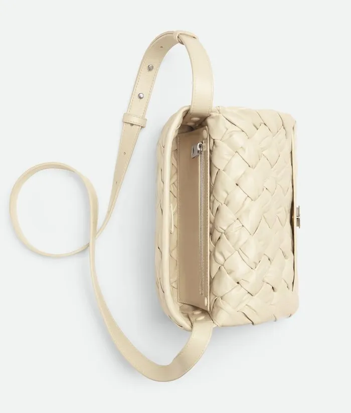 Men Bottega Veneta Crossbody Small Rumple Messenger Sea Salt