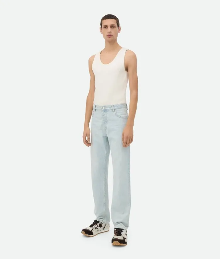 Men Bottega Veneta Denim Extra Bleached Straight Jeans Light Blue