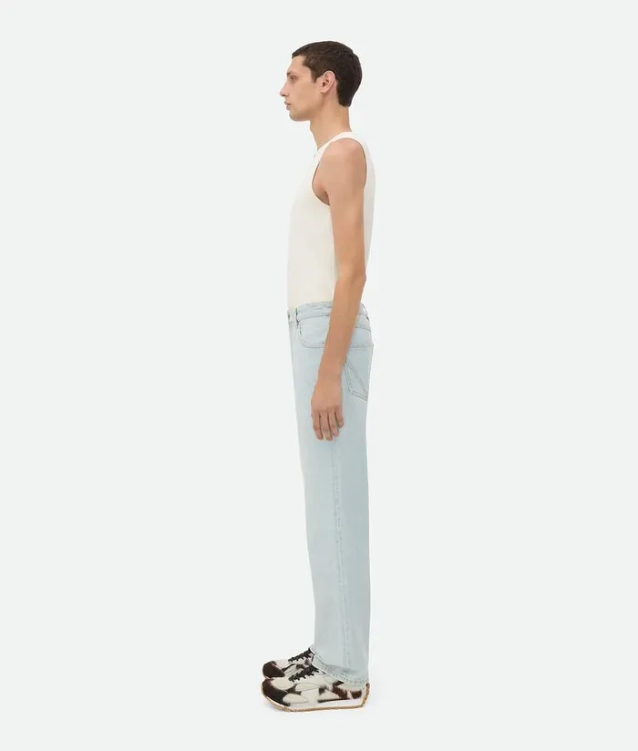 Men Bottega Veneta Denim Extra Bleached Straight Jeans Light Blue
