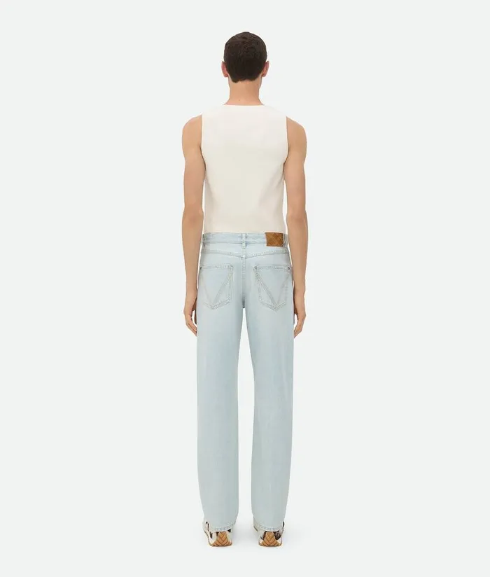 Men Bottega Veneta Denim Extra Bleached Straight Jeans Light Blue