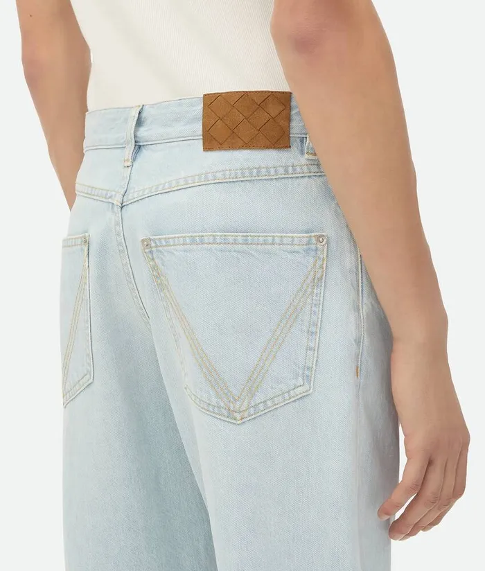 Men Bottega Veneta Denim Extra Bleached Straight Jeans Light Blue