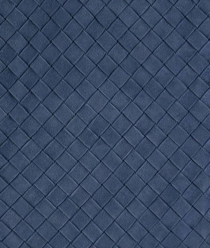 Men Bottega Veneta Leather Suede Intrecciato Leather Trousers Mid Blue