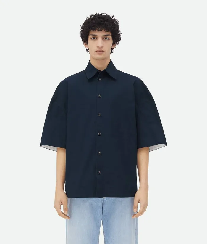 Men Bottega Veneta Shirts Compact Cotton Shirt Wave
