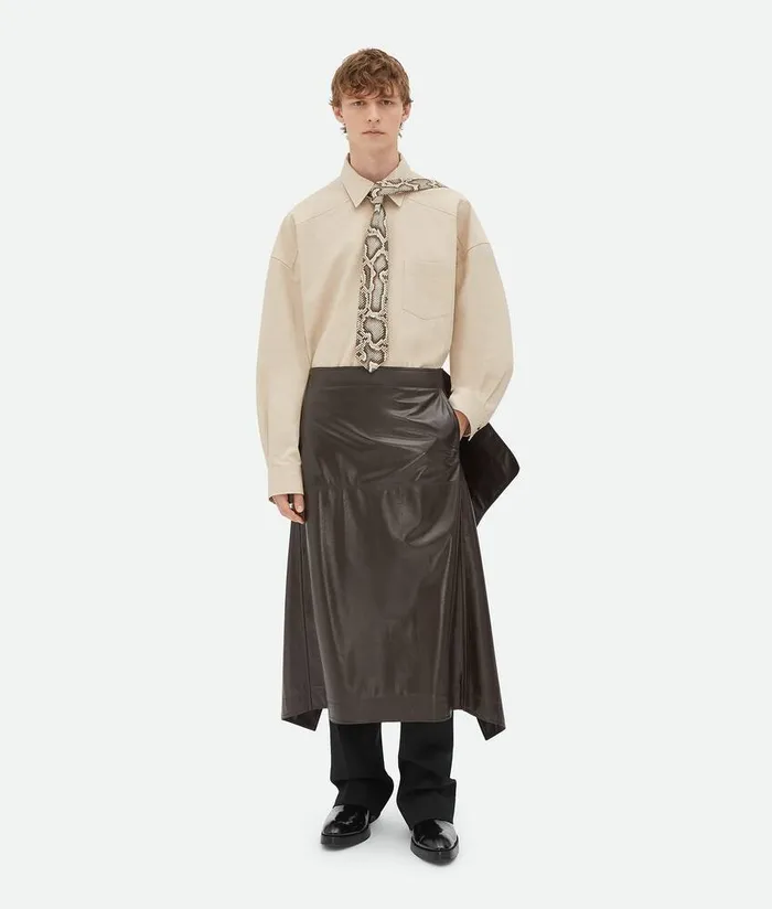 Men Bottega Veneta Shirts Cotton Poplin Shirt Beige